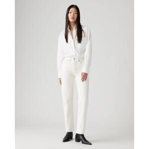 Levi's Jeans Womens 27 White Wedgie Straight High Rise Cropped Button Fly